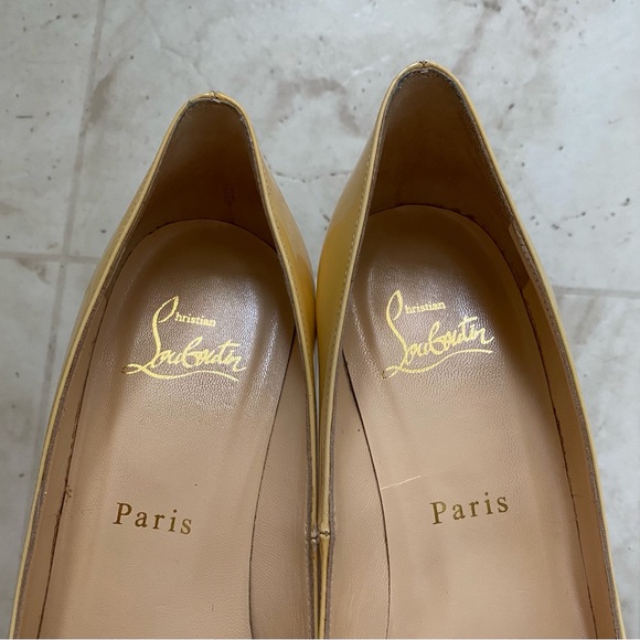 $875 Christian Louboutin Made in Italy Dolly Yellow Patent Leather Pump Heels 7 - Picture 10 of 14